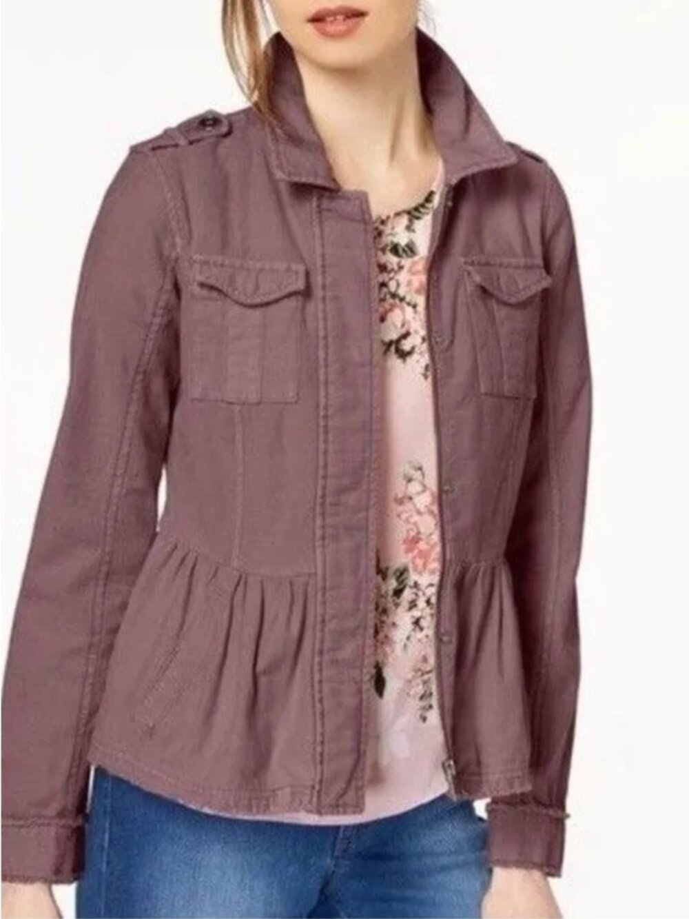 Darling Maison Jules Utility Peplum Jacket in Dusty Mauve